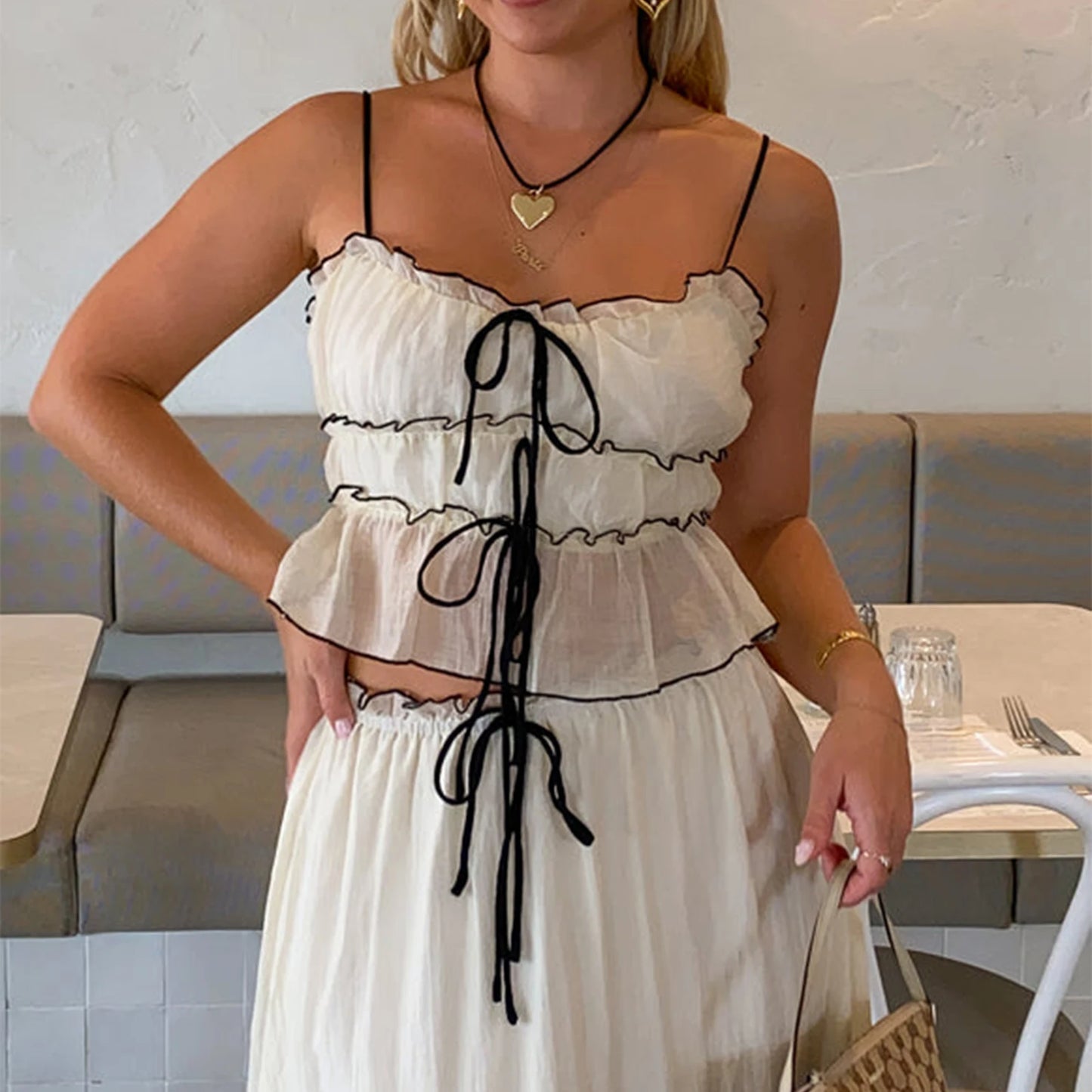 Chic Café Vibes: Graceful in White Maxi Dress