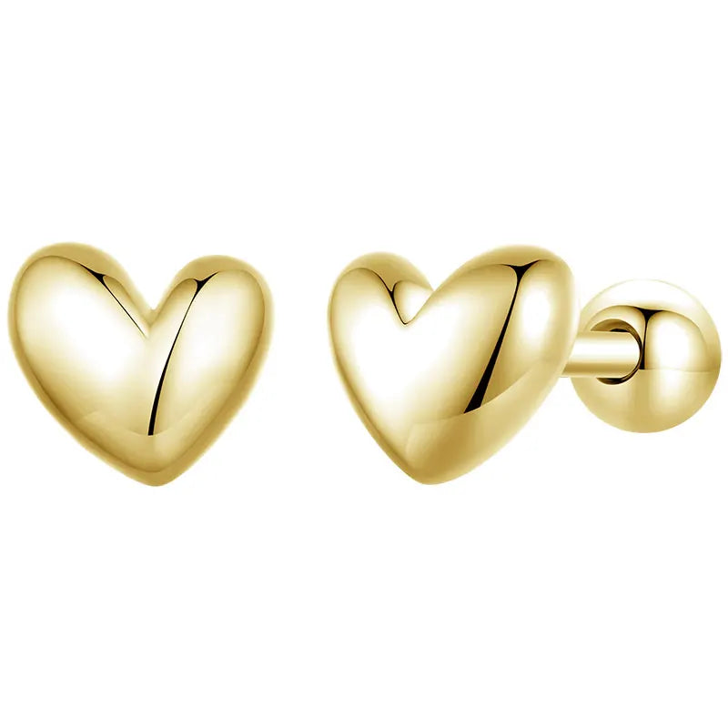 Mini Heart Stud Earrings Platinum Plated