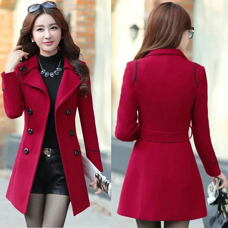 Fashion Slim-fit Double-Breasted Jacket with Belt