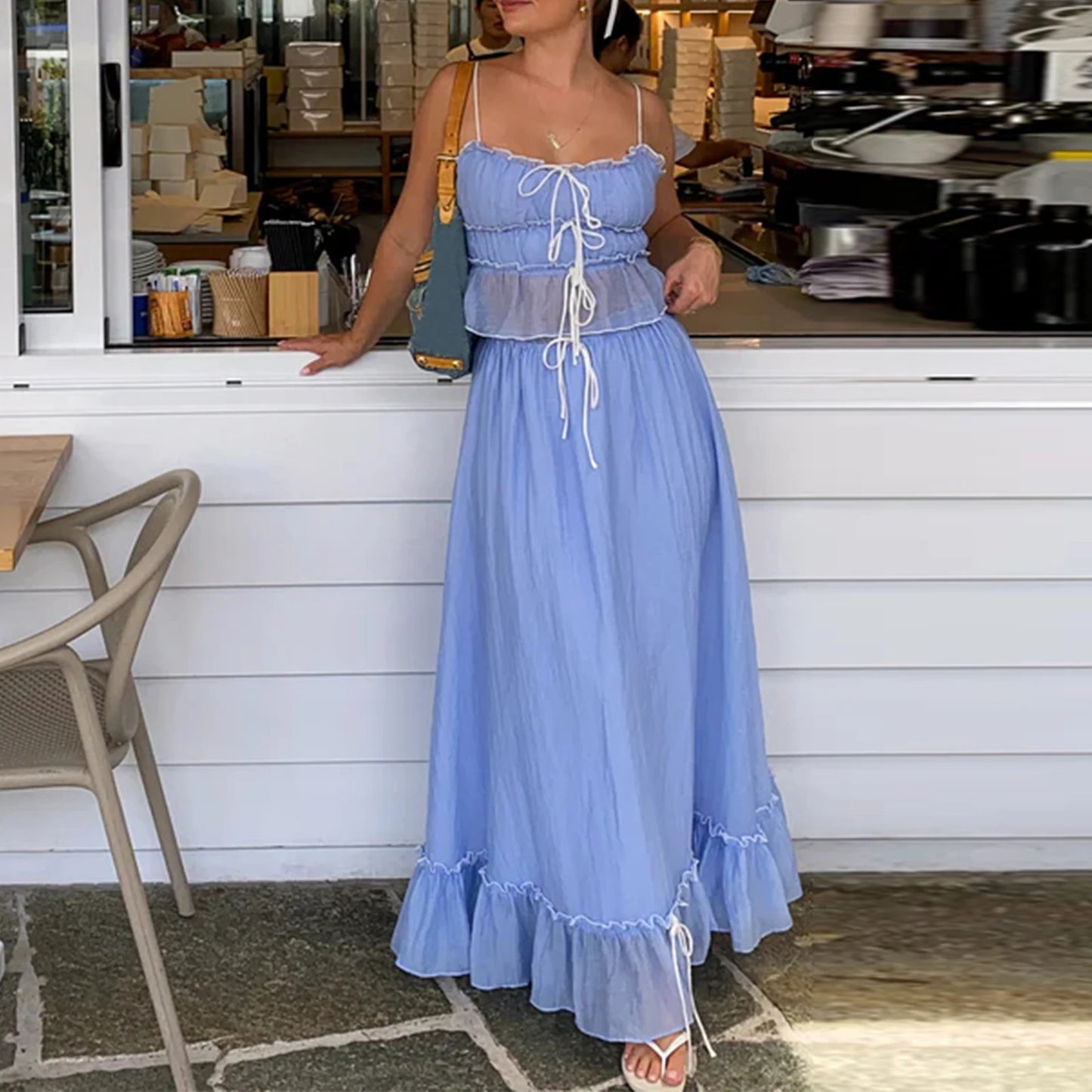 Chic Café Vibes: Graceful in White Maxi Dress