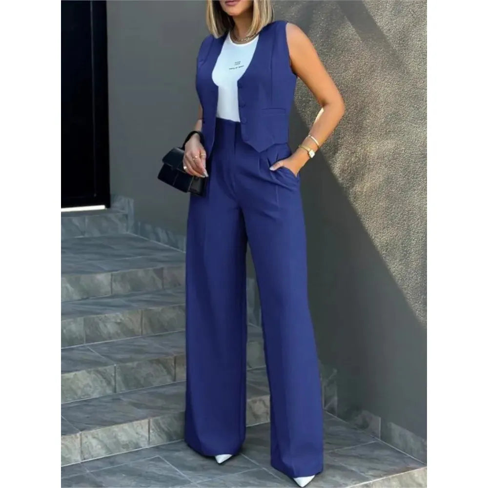 Women Vest Elegant Lady Baggy Pants