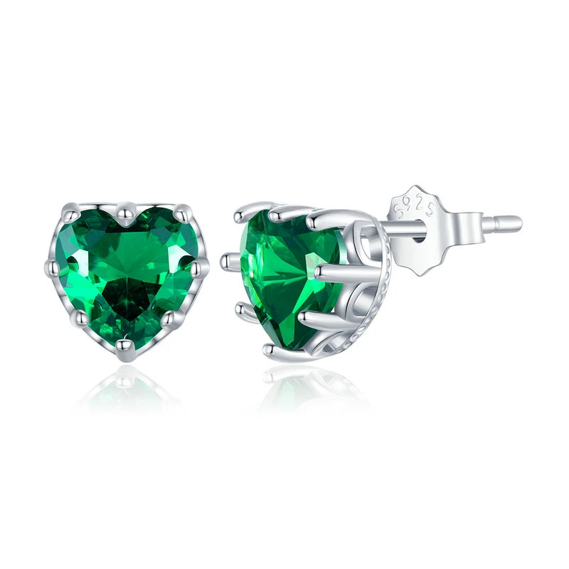 Stunning Heart-Shaped Blue Gemstone Stud Earrings