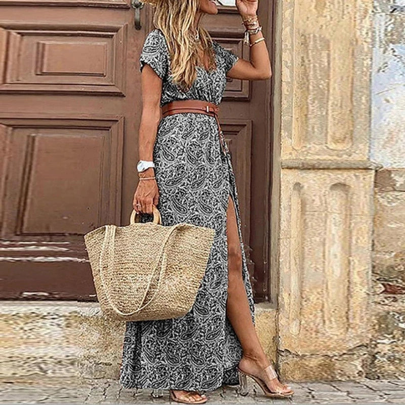 Beach Elegant Vintage Dress with Belt