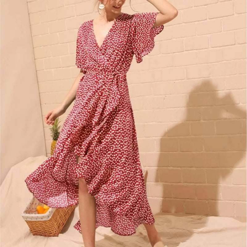 Women Summer Dresses Bohemian Sexy V-Neck