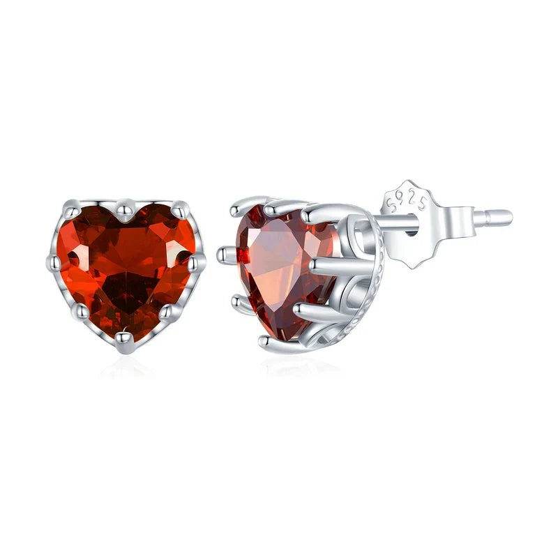 Stunning Heart-Shaped Blue Gemstone Stud Earrings