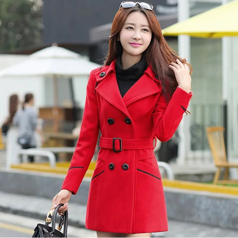 Fashion Slim-fit Double-Breasted Jacket with Belt