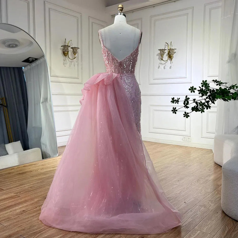 فستان سهرة بخرز وتطريز جذاب