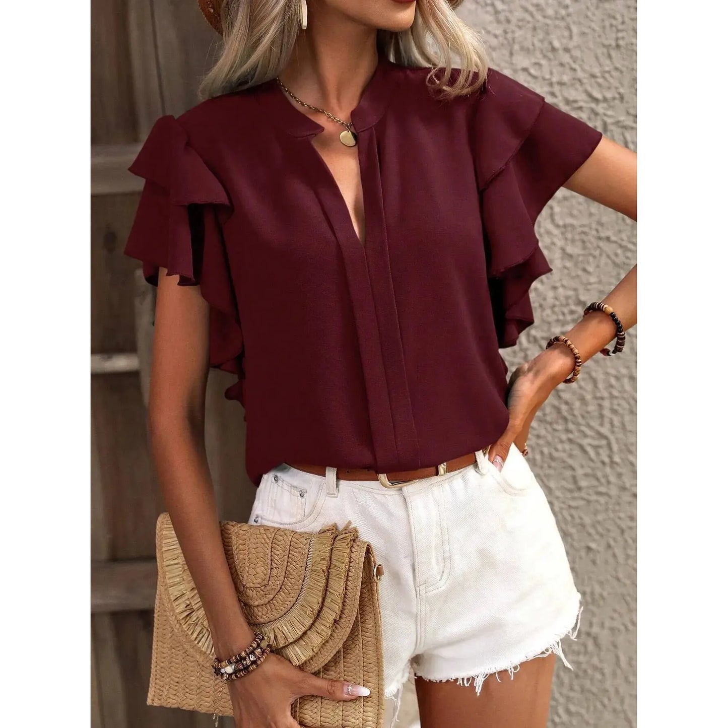 Dark Green Elegant Pullover Blouse 2025