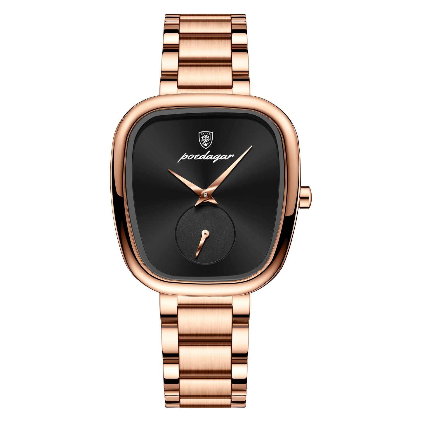 Luxurious Square Burgundy Dial Watch with Rose Gold Bracelet