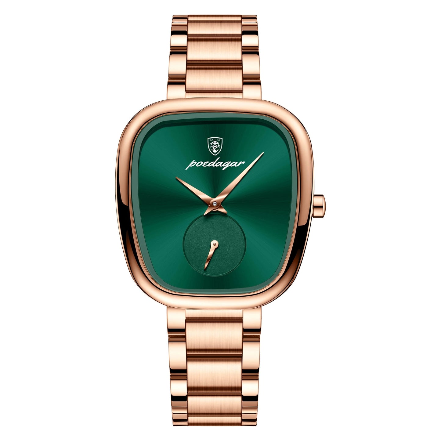 Luxurious Square Burgundy Dial Watch with Rose Gold Bracelet