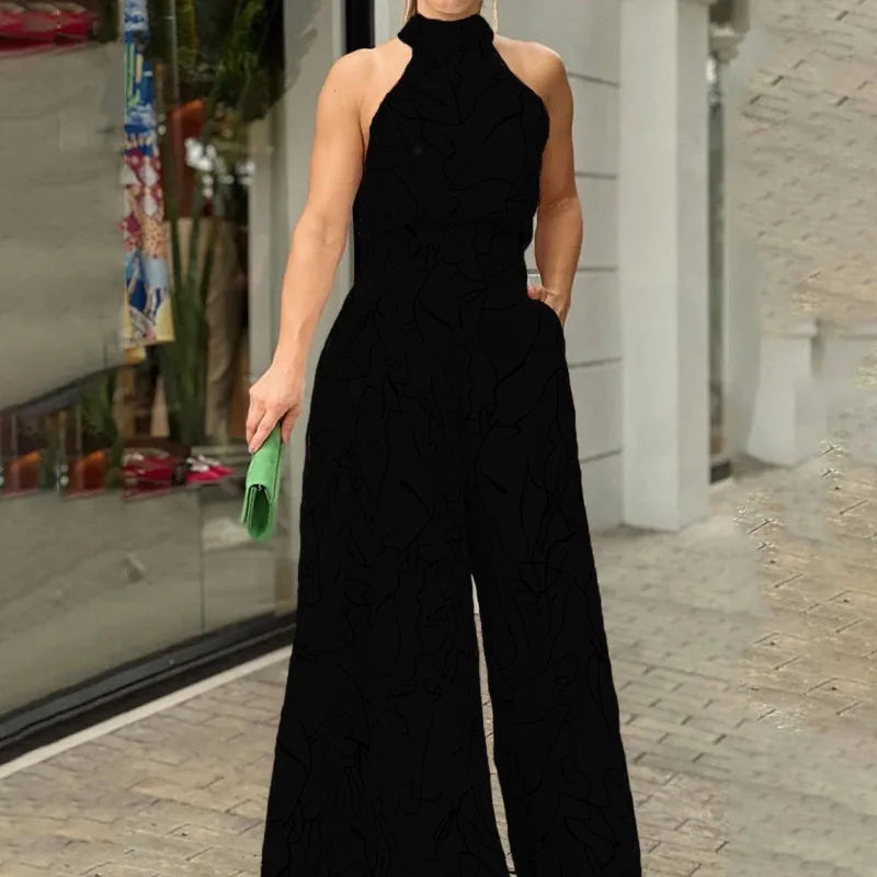Elegant Abstract Jumpsuit Chic Streetwear Wide Leg