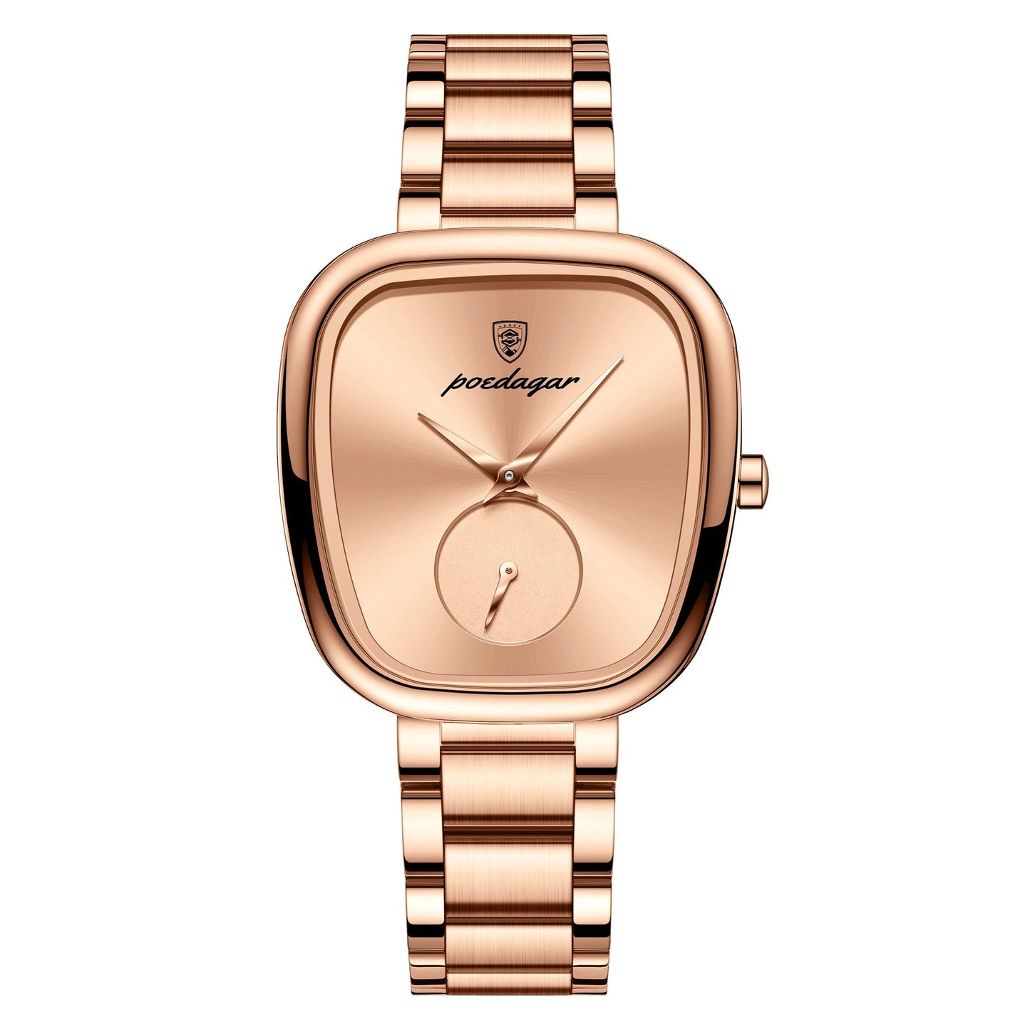 Luxurious Square Burgundy Dial Watch with Rose Gold Bracelet
