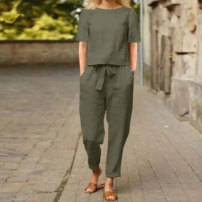 2025 Short Sleeve Blouse long Pants Sets
