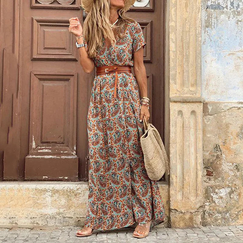 Beach Elegant Vintage Dress with Belt