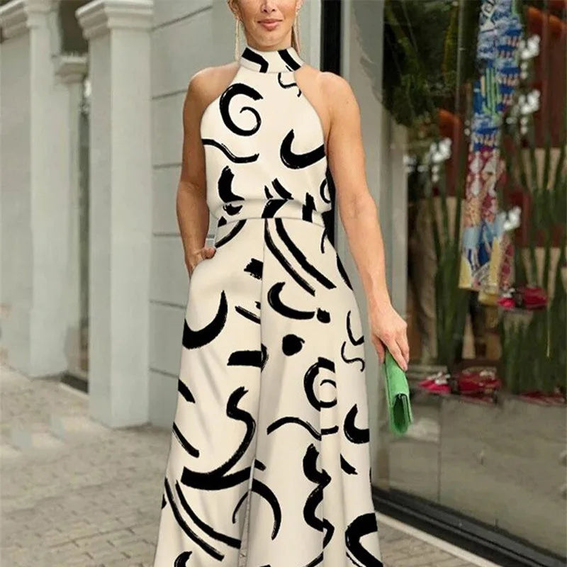 Elegant Abstract Jumpsuit Chic Streetwear Wide Leg