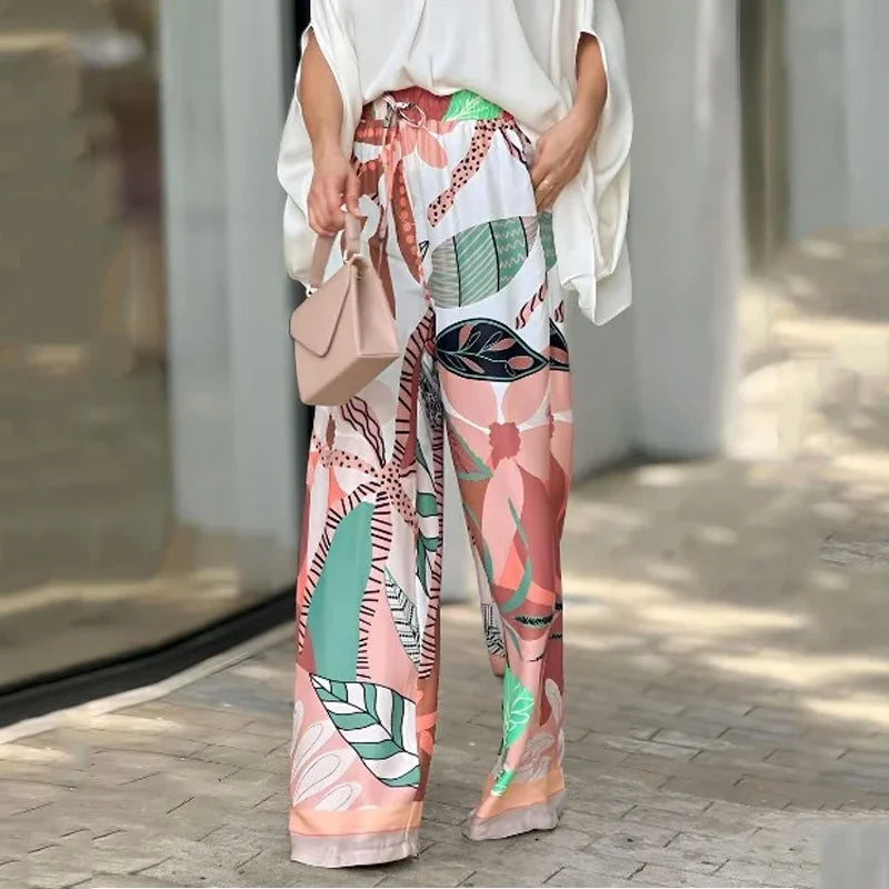 Stylish Blouse and Vibrant Wide-Leg Trousers