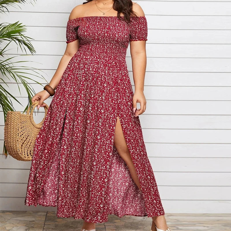 Summer Women's Boho Floral Off Shoulder