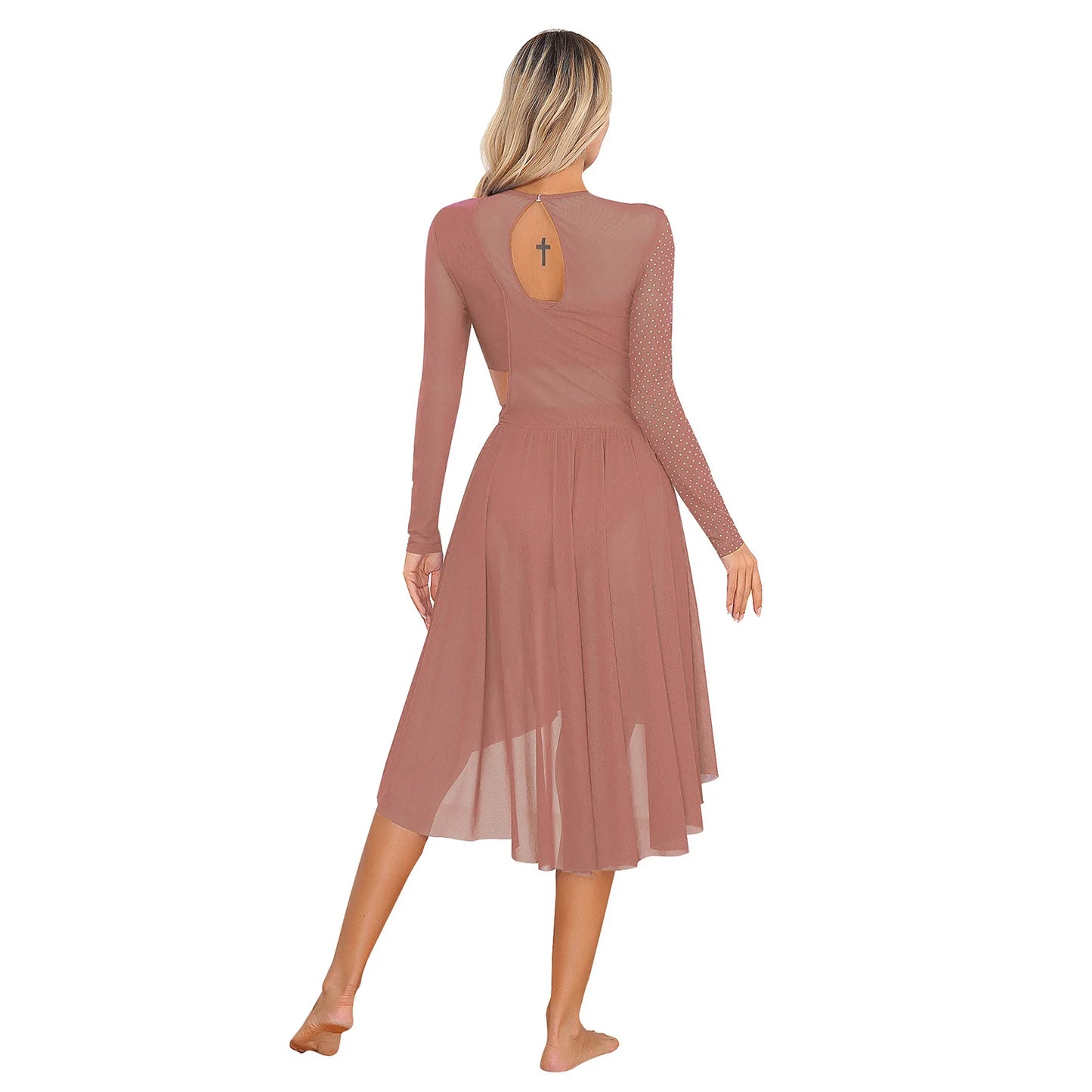 Elegant Cut-Out Long Sleeve Midi Dress