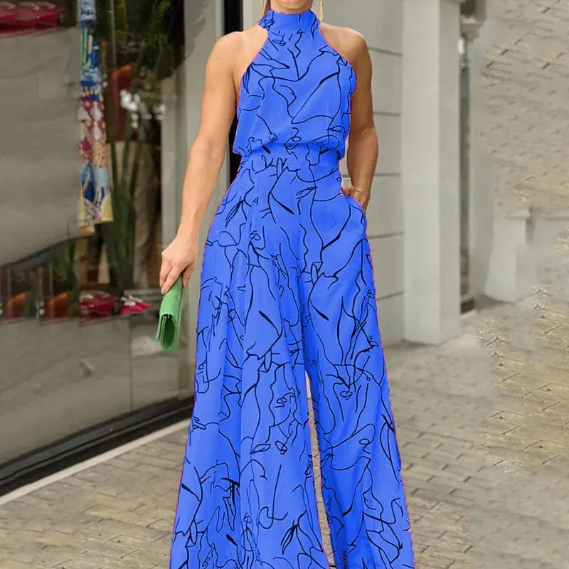 Elegant Abstract Jumpsuit Chic Streetwear Wide Leg