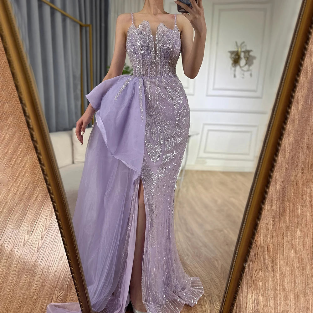 فستان سهرة بخرز وتطريز جذاب