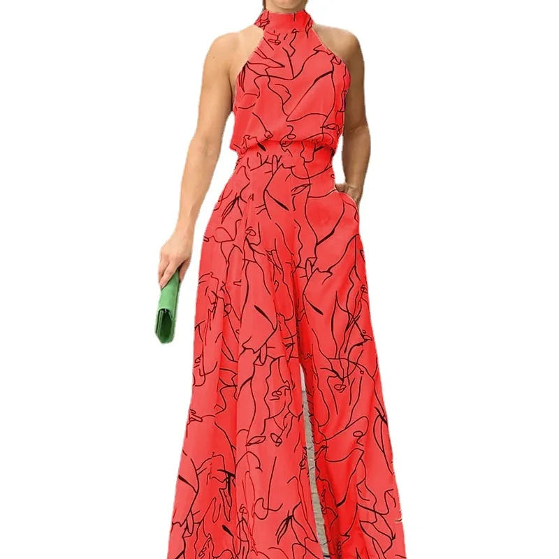 Elegant Abstract Jumpsuit Chic Streetwear Wide Leg