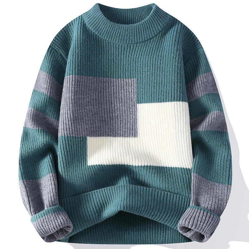 Splicing color patterns Men's wool pullovers