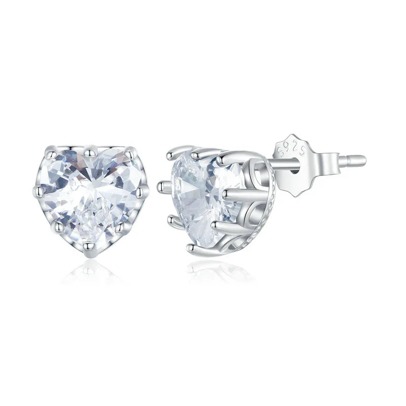 Stunning Heart-Shaped Blue Gemstone Stud Earrings