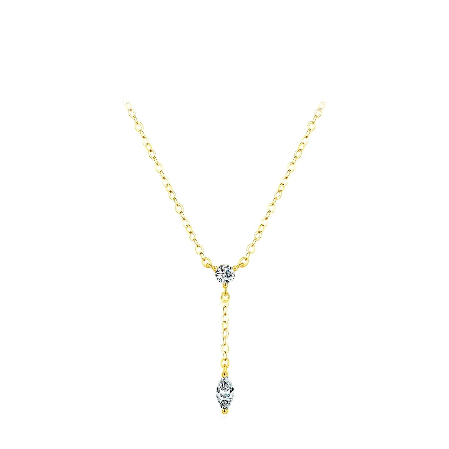 Dainty Y Shape Round & Rhombic Necklace