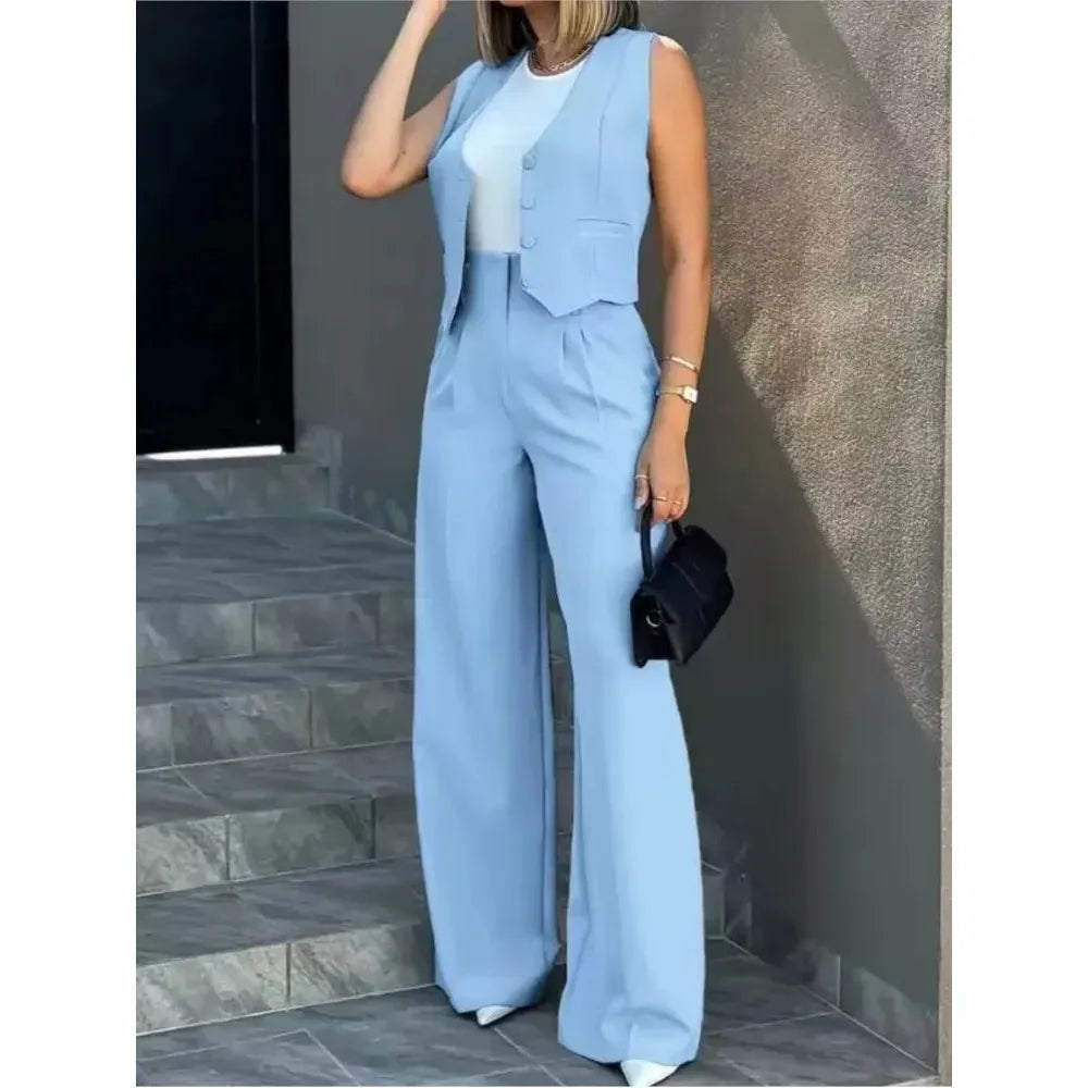 Women Vest Elegant Lady Baggy Pants