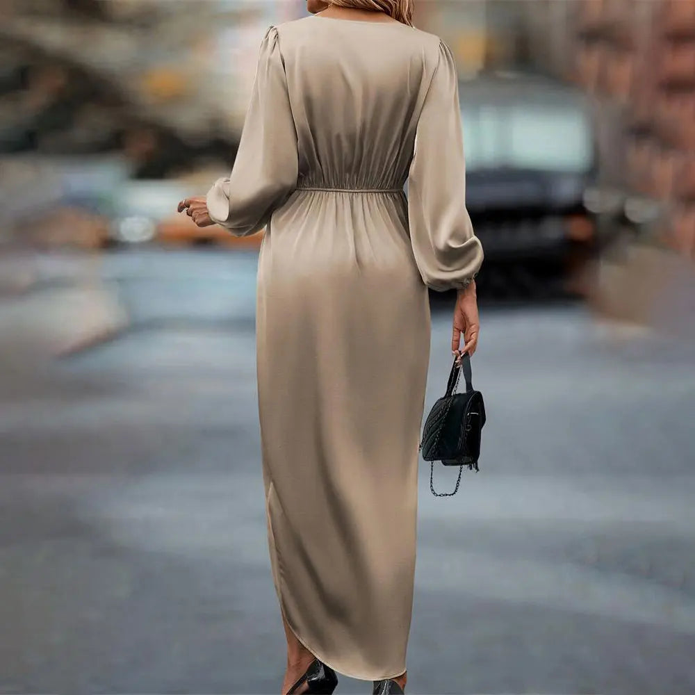 2025 Effortless Elegance: Silky Wrap Dress for Any Occasion!"