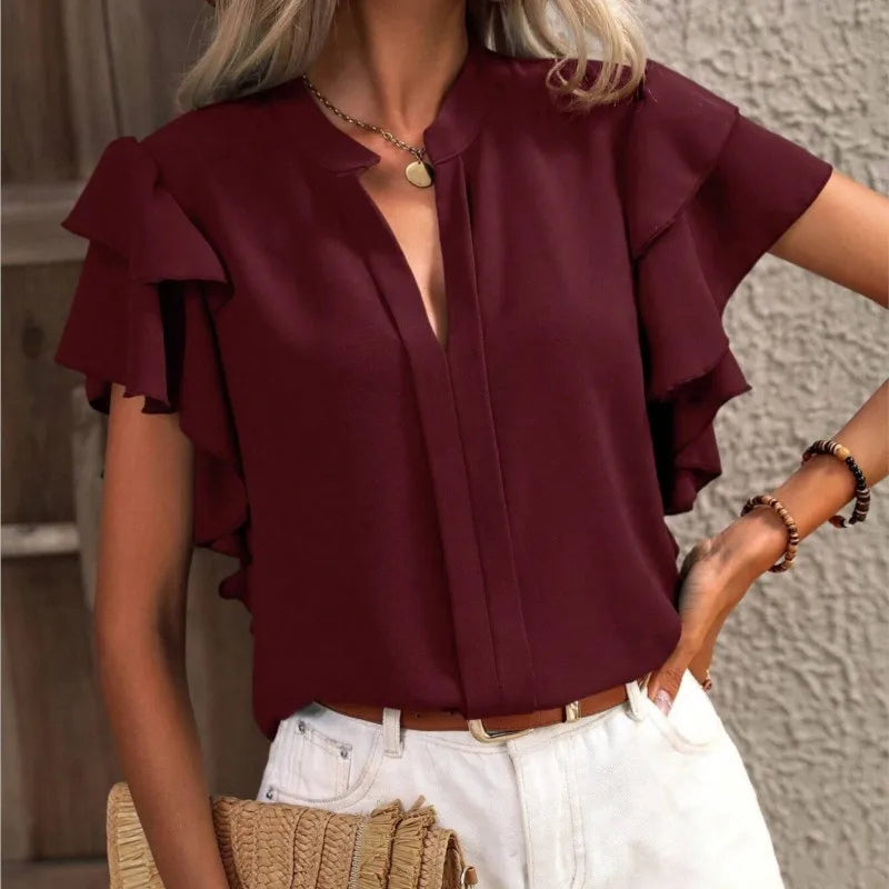 Dark Green Elegant Pullover Blouse 2025