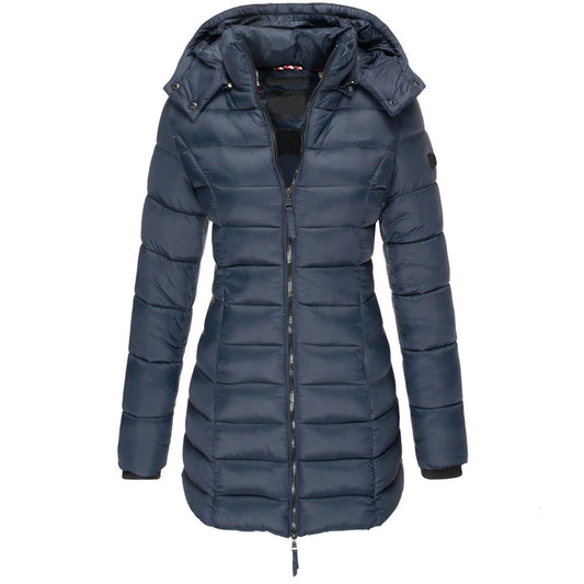 Winter Jackets for Women Zipper Hooded Cotton Padded