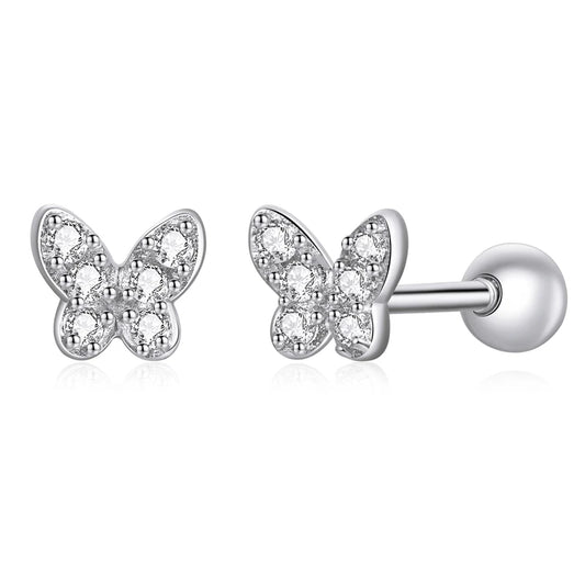 925 Sterling Silver Cute Butterfly Stud Earrings