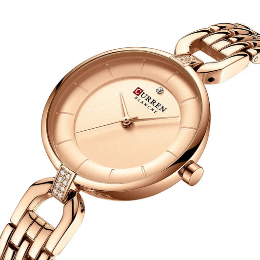 Elegant Rose Gold Watch with Diamond Accent