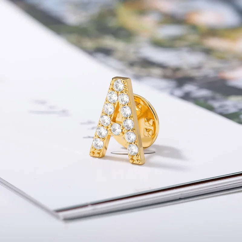 Crystal A-Z Letter Brooches