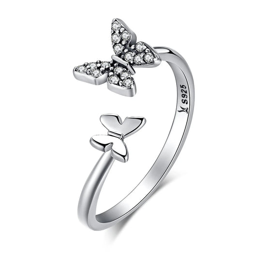 Dazzling CZ Butterfly Open Finger Ring