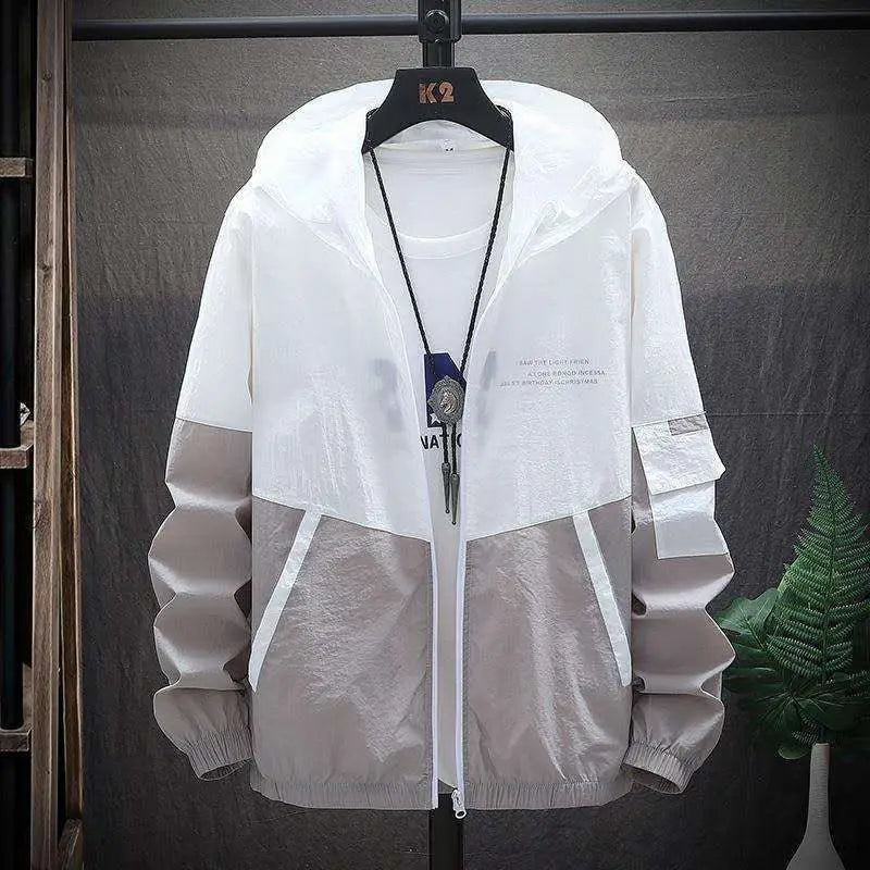 Casual Two-Tone Hooded Jacket Display