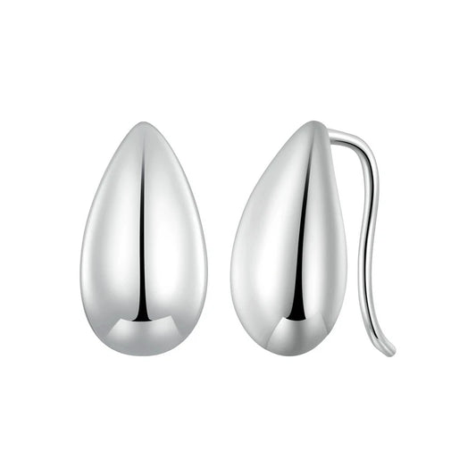 Authentic 925 Sterling Silver Glossy Waterdrop Earrings