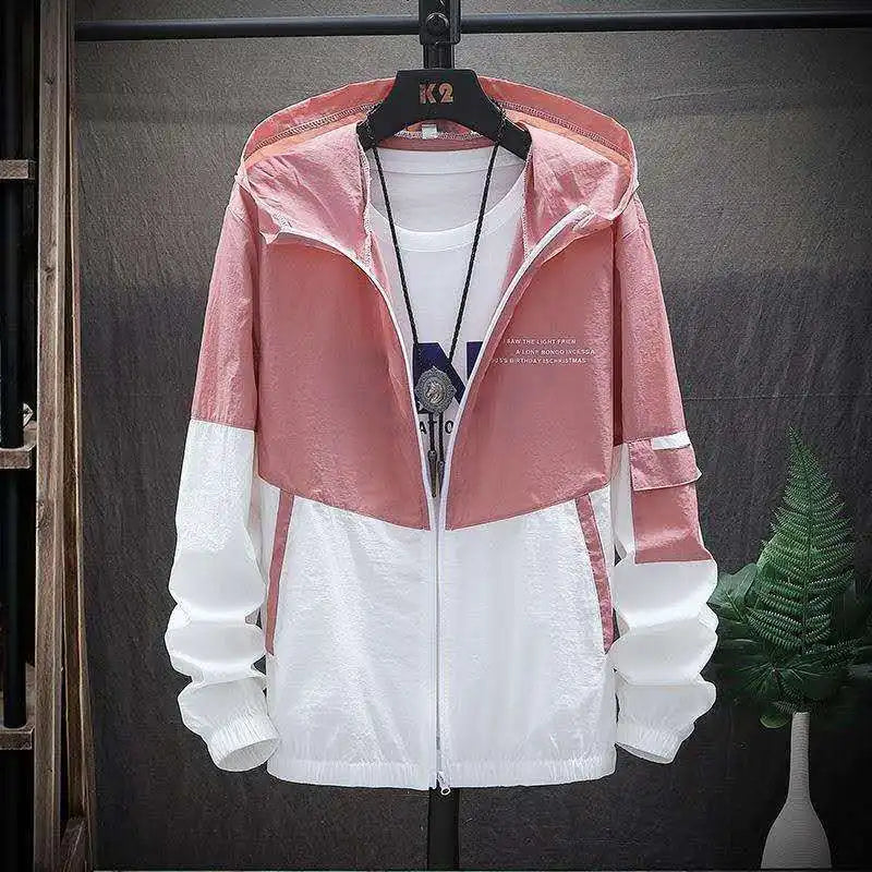 Casual Two-Tone Hooded Jacket Display