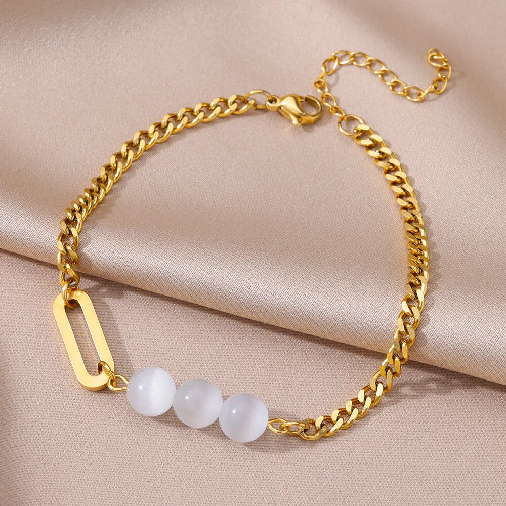 Pearl Chain Anklet Gold Color Leg Bracelets