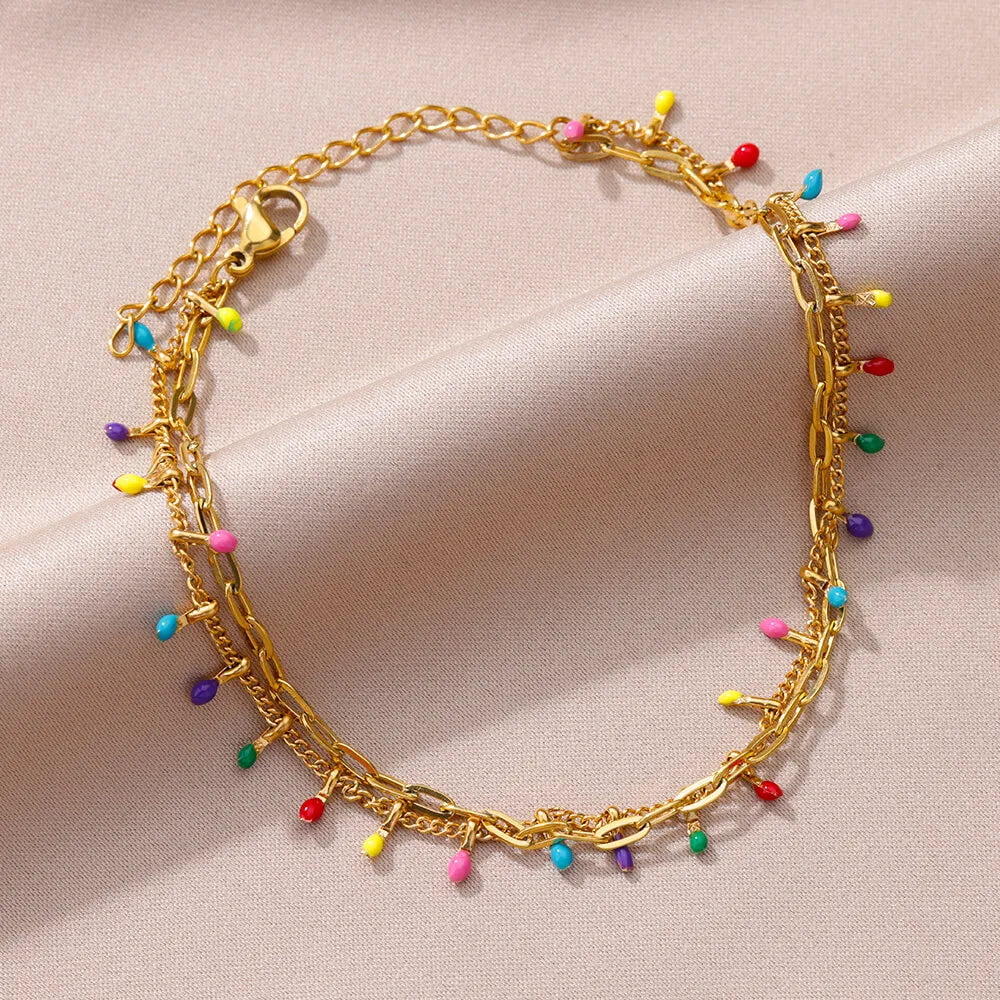 Pearl Chain Anklet Gold Color Leg Bracelets