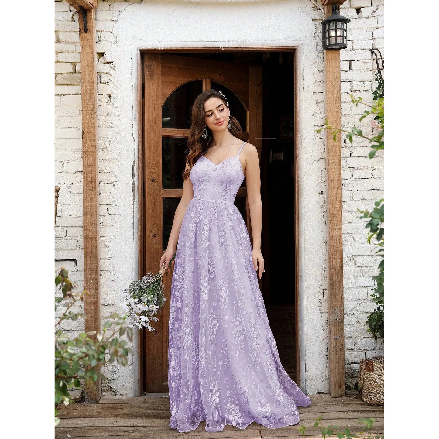 Romantic Lavender Floral Maxi Dress