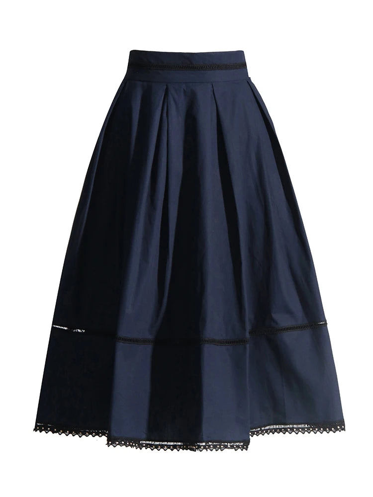 Two-Piece Cropped Shirt and Pleated Midi Skirt Set