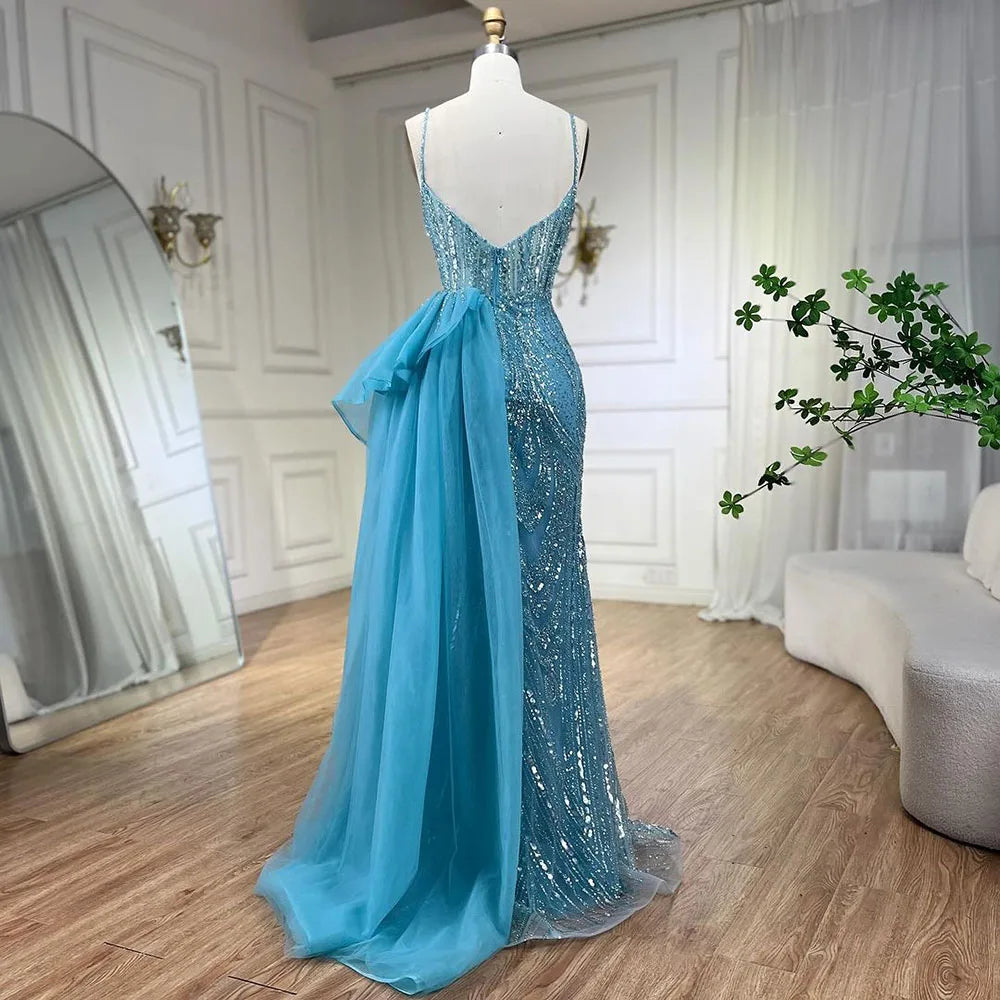 فستان سهرة بخرز وتطريز جذاب