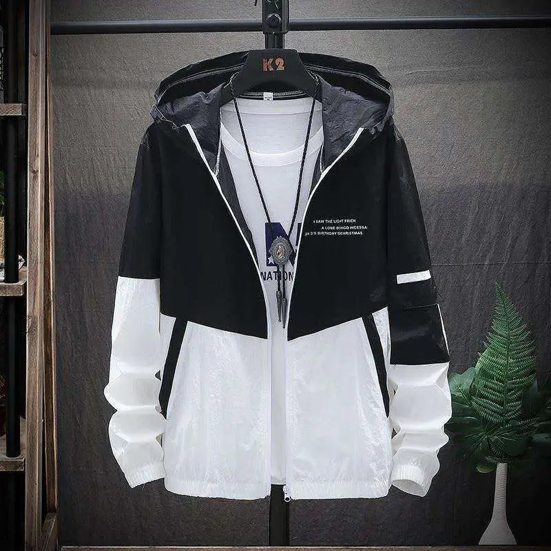 Casual Two-Tone Hooded Jacket Display