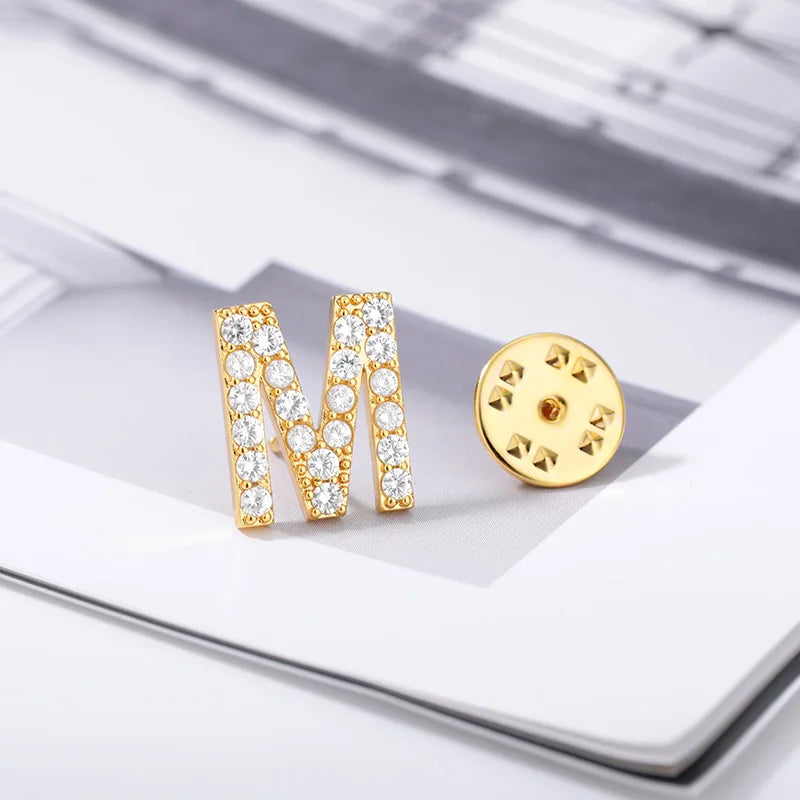 Crystal A-Z Letter Brooches