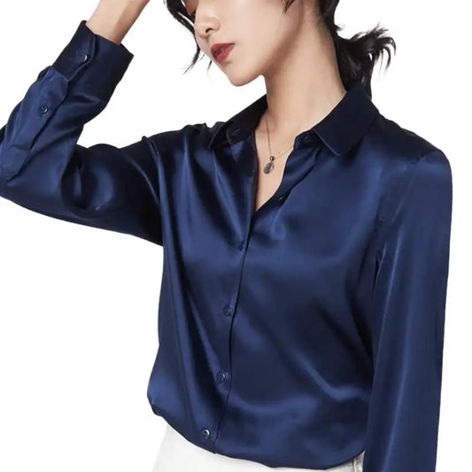 Elegant Satin Long Sleeve Blouses