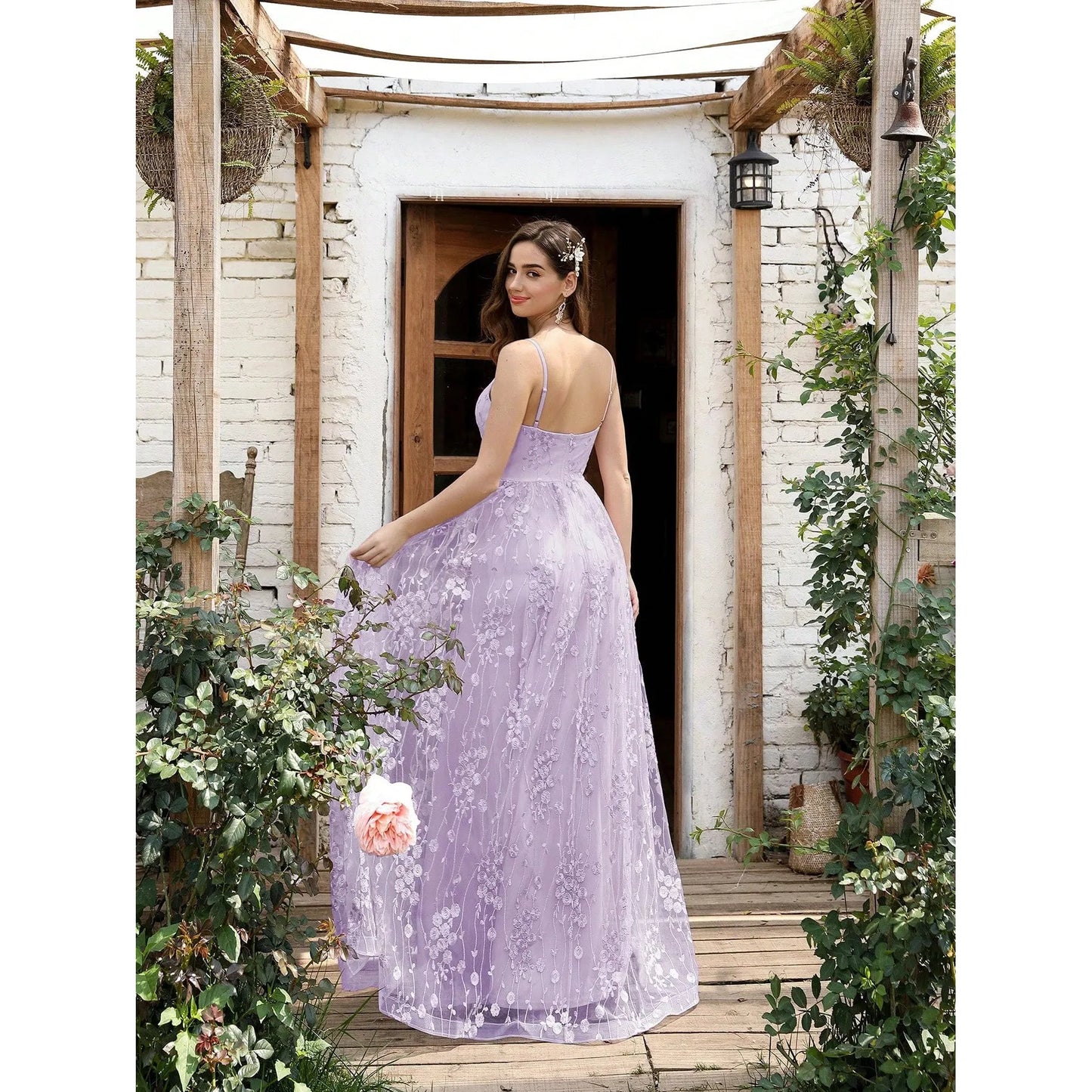 Romantic Lavender Floral Maxi Dress