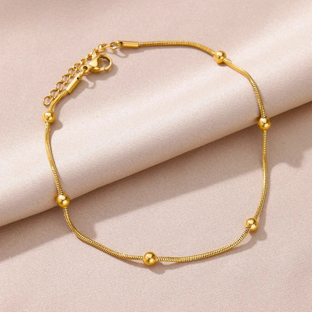 Pearl Chain Anklet Gold Color Leg Bracelets