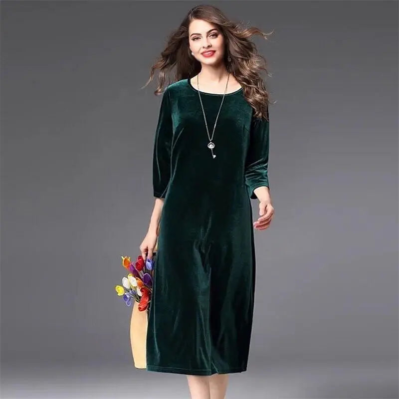 High Quality Winter Velvet Ladies Casual Dress